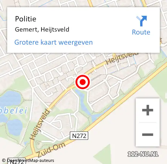 Locatie op kaart van de 112 melding: Politie Gemert, Heijtsveld op 16 oktober 2023 13:34
