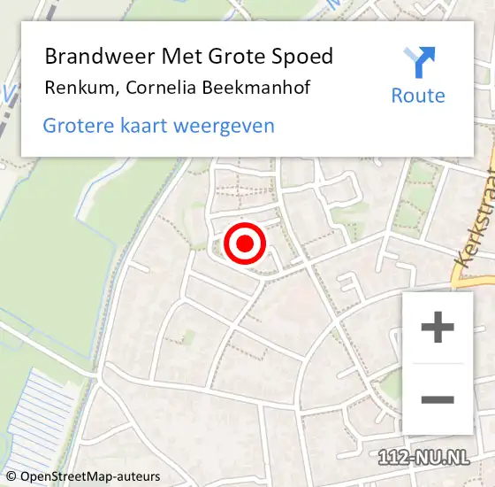 Locatie op kaart van de 112 melding: Brandweer Met Grote Spoed Naar Renkum, Cornelia Beekmanhof op 16 oktober 2023 13:41