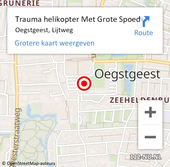 Locatie op kaart van de 112 melding: Trauma helikopter Met Grote Spoed Naar Oegstgeest, Lijtweg op 16 oktober 2023 13:45