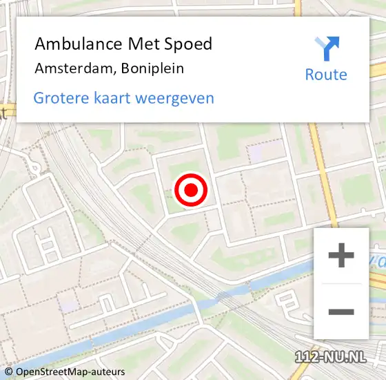 Locatie op kaart van de 112 melding: Ambulance Met Spoed Naar Amsterdam, Boniplein op 16 oktober 2023 13:46