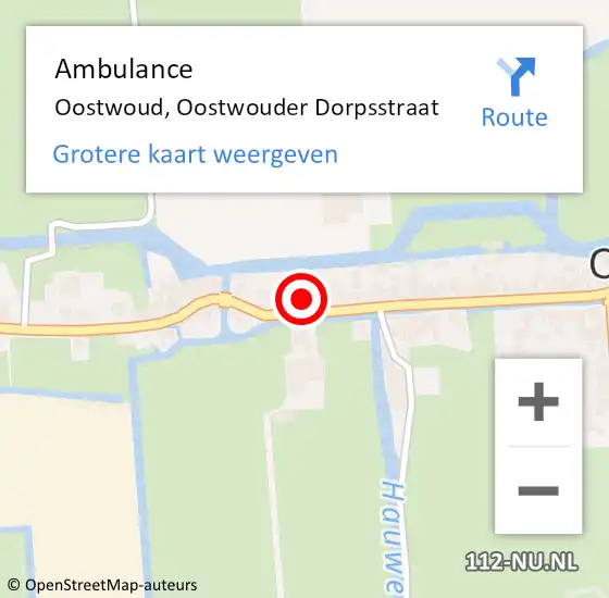 Locatie op kaart van de 112 melding: Ambulance Oostwoud, Oostwouder Dorpsstraat op 16 oktober 2023 13:56