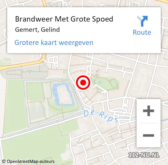 Locatie op kaart van de 112 melding: Brandweer Met Grote Spoed Naar Gemert, Gelind op 16 oktober 2023 14:20