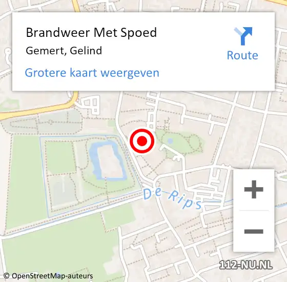 Locatie op kaart van de 112 melding: Brandweer Met Spoed Naar Gemert, Gelind op 16 oktober 2023 14:22