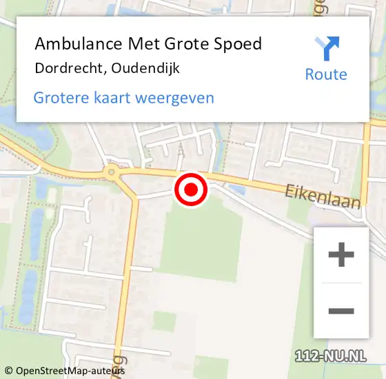 Locatie op kaart van de 112 melding: Ambulance Met Grote Spoed Naar Dordrecht, Oudendijk op 16 oktober 2023 14:36