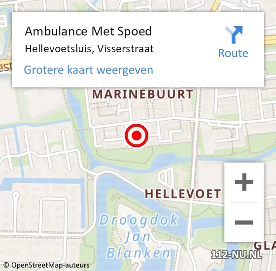 Locatie op kaart van de 112 melding: Ambulance Met Spoed Naar Hellevoetsluis, Visserstraat op 16 oktober 2023 14:57