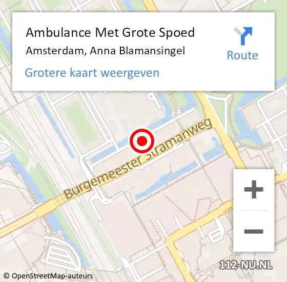 Locatie op kaart van de 112 melding: Ambulance Met Grote Spoed Naar Amsterdam, Anna Blamansingel op 16 oktober 2023 15:08