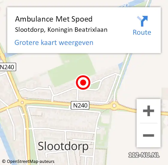 Locatie op kaart van de 112 melding: Ambulance Met Spoed Naar Slootdorp, Koningin Beatrixlaan op 16 oktober 2023 15:09