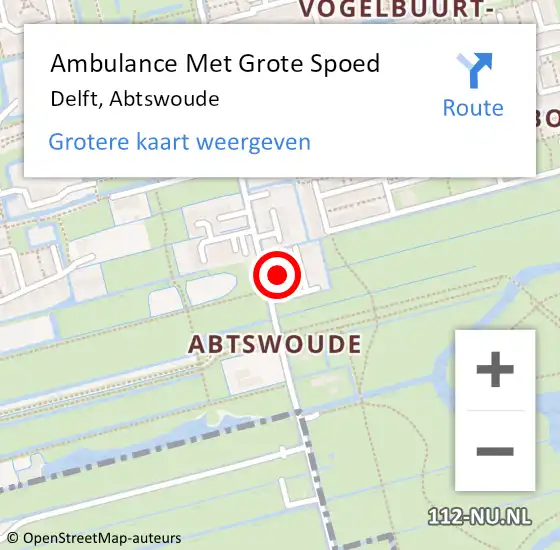 Locatie op kaart van de 112 melding: Ambulance Met Grote Spoed Naar Delft, Abtswoude op 16 oktober 2023 15:28