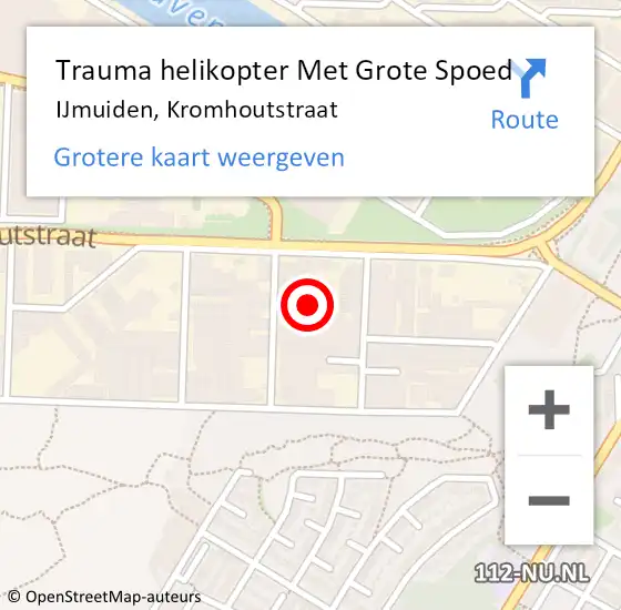 Locatie op kaart van de 112 melding: Trauma helikopter Met Grote Spoed Naar IJmuiden, Kromhoutstraat op 16 oktober 2023 15:44