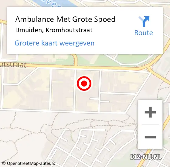 Locatie op kaart van de 112 melding: Ambulance Met Grote Spoed Naar IJmuiden, Kromhoutstraat op 16 oktober 2023 15:45