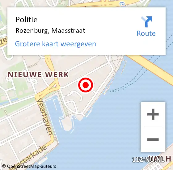 Locatie op kaart van de 112 melding: Politie Rozenburg, Maasstraat op 16 oktober 2023 15:52