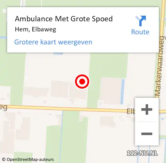 Locatie op kaart van de 112 melding: Ambulance Met Grote Spoed Naar Hem, Elbaweg op 16 oktober 2023 16:01