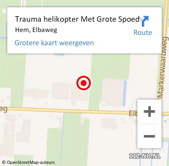 Locatie op kaart van de 112 melding: Trauma helikopter Met Grote Spoed Naar Hem, Elbaweg op 16 oktober 2023 16:06