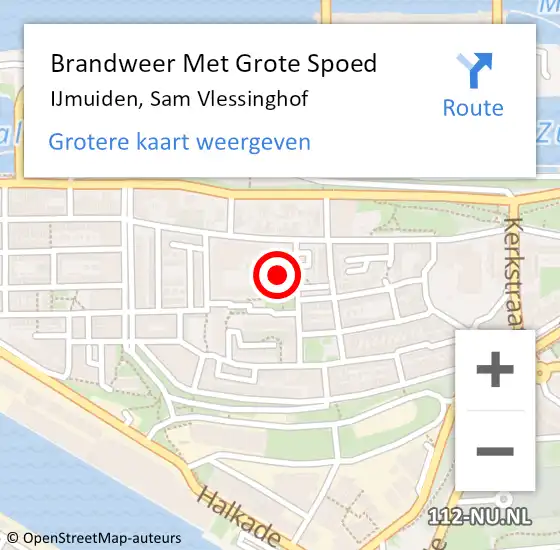 Locatie op kaart van de 112 melding: Brandweer Met Grote Spoed Naar IJmuiden, Sam Vlessinghof op 16 oktober 2023 16:06
