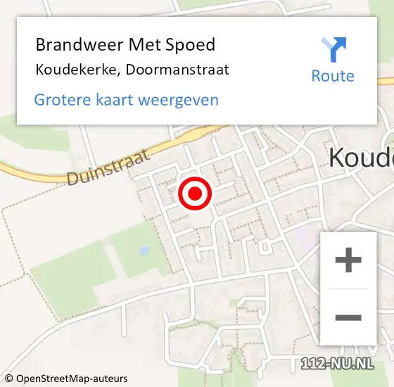 Locatie op kaart van de 112 melding: Brandweer Met Spoed Naar Koudekerke, Doormanstraat op 16 oktober 2023 16:12