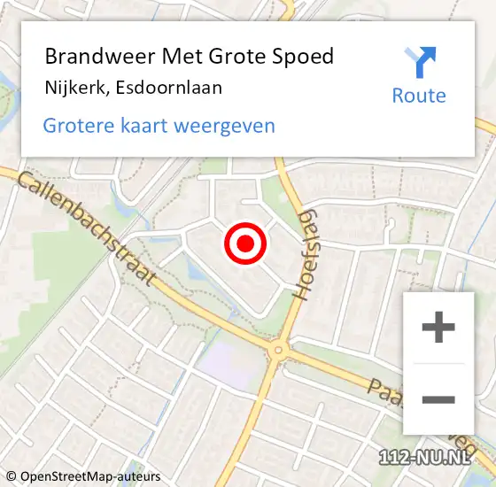 Locatie op kaart van de 112 melding: Brandweer Met Grote Spoed Naar Nijkerk, Esdoornlaan op 16 oktober 2023 16:25