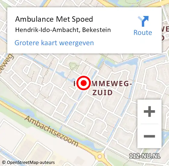 Locatie op kaart van de 112 melding: Ambulance Met Spoed Naar Hendrik-Ido-Ambacht, Bekestein op 16 oktober 2023 16:44