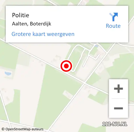 Locatie op kaart van de 112 melding: Politie Aalten, Boterdijk op 16 oktober 2023 16:51