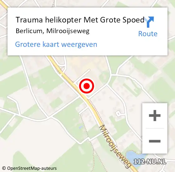 Locatie op kaart van de 112 melding: Trauma helikopter Met Grote Spoed Naar Berlicum, Milrooijseweg op 16 oktober 2023 17:06