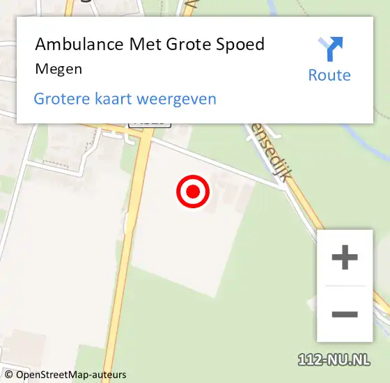 Locatie op kaart van de 112 melding: Ambulance Met Grote Spoed Naar Megen op 16 oktober 2023 17:10