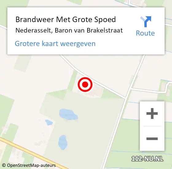Locatie op kaart van de 112 melding: Brandweer Met Grote Spoed Naar Nederasselt, Baron van Brakelstraat op 16 oktober 2023 17:29