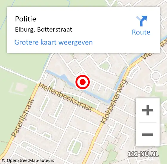 Locatie op kaart van de 112 melding: Politie Elburg, Botterstraat op 16 oktober 2023 17:31