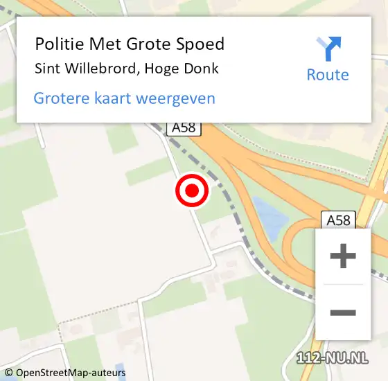 Locatie op kaart van de 112 melding: Politie Met Grote Spoed Naar Sint Willebrord, Hoge Donk op 16 oktober 2023 17:35