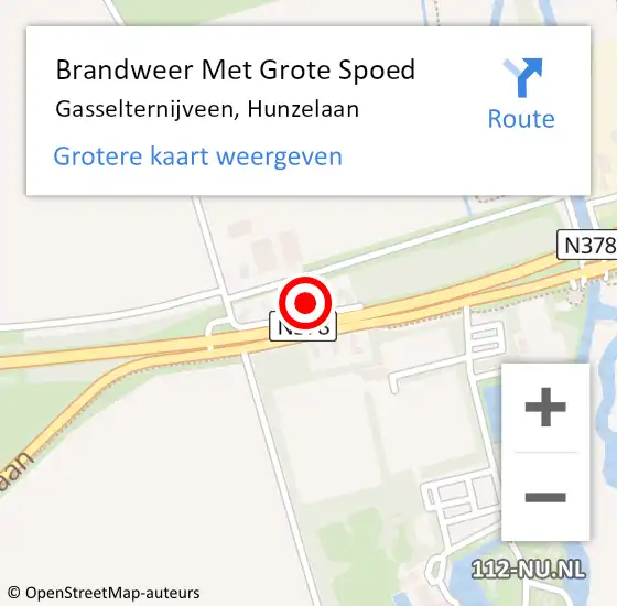 Locatie op kaart van de 112 melding: Brandweer Met Grote Spoed Naar Gasselternijveen, Hunzelaan op 16 oktober 2023 17:57