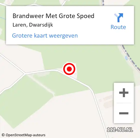 Locatie op kaart van de 112 melding: Brandweer Met Grote Spoed Naar Laren, Dwarsdijk op 11 september 2014 19:26