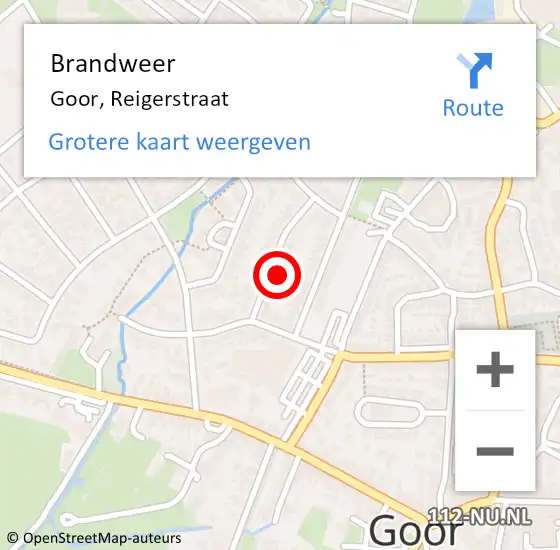 Locatie op kaart van de 112 melding: Brandweer Goor, Reigerstraat op 16 oktober 2023 18:13