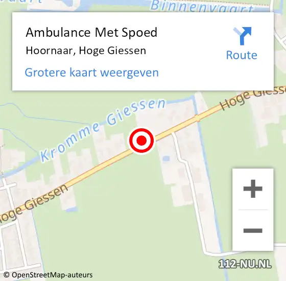 Locatie op kaart van de 112 melding: Ambulance Met Spoed Naar Hoornaar, Hoge Giessen op 16 oktober 2023 18:14
