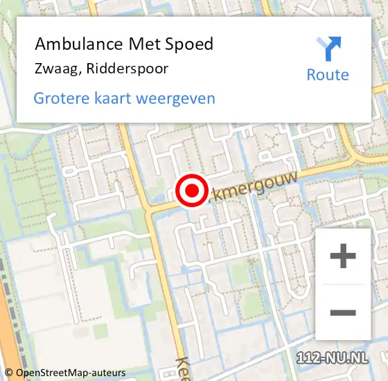 Locatie op kaart van de 112 melding: Ambulance Met Spoed Naar Zwaag, Ridderspoor op 16 oktober 2023 18:47