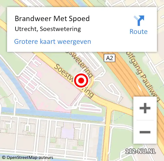 Locatie op kaart van de 112 melding: Brandweer Met Spoed Naar Utrecht, Soestwetering op 16 oktober 2023 18:49