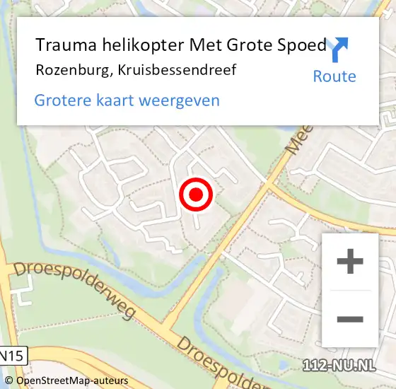 Locatie op kaart van de 112 melding: Trauma helikopter Met Grote Spoed Naar Rozenburg, Kruisbessendreef op 16 oktober 2023 19:02