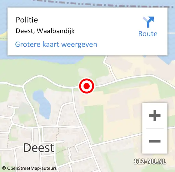 Locatie op kaart van de 112 melding: Politie Deest, Waalbandijk op 11 september 2014 19:33