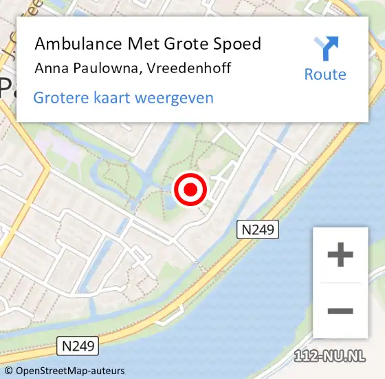 Locatie op kaart van de 112 melding: Ambulance Met Grote Spoed Naar Anna Paulowna, Vreedenhoff op 16 oktober 2023 19:10