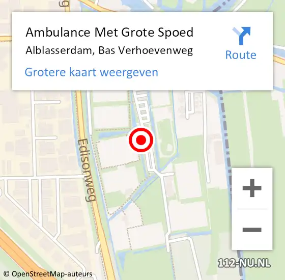 Locatie op kaart van de 112 melding: Ambulance Met Grote Spoed Naar Alblasserdam, Bas Verhoevenweg op 16 oktober 2023 19:20