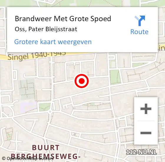 Locatie op kaart van de 112 melding: Brandweer Met Grote Spoed Naar Oss, Pater Bleijsstraat op 16 oktober 2023 19:31