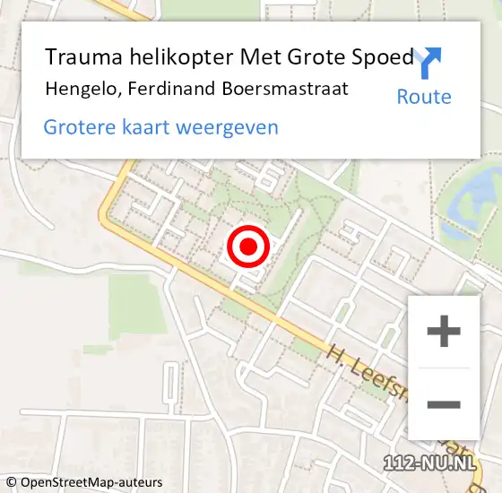 Locatie op kaart van de 112 melding: Trauma helikopter Met Grote Spoed Naar Hengelo, Ferdinand Boersmastraat op 16 oktober 2023 19:38