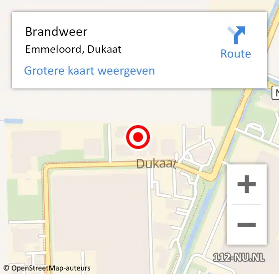 Locatie op kaart van de 112 melding: Brandweer Emmeloord, Dukaat op 16 oktober 2023 19:39