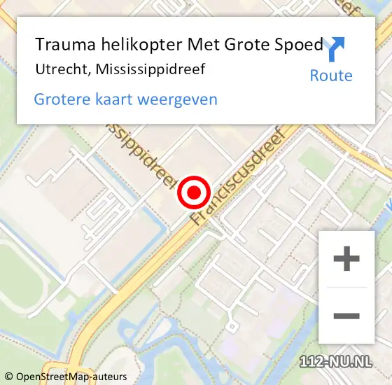 Locatie op kaart van de 112 melding: Trauma helikopter Met Grote Spoed Naar Utrecht, Mississippidreef op 16 oktober 2023 19:39
