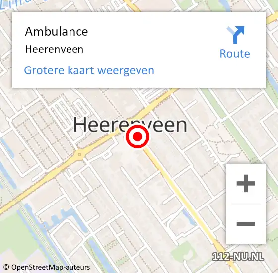 Locatie op kaart van de 112 melding: Ambulance Heerenveen op 16 oktober 2023 20:40