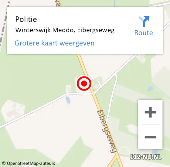 Locatie op kaart van de 112 melding: Politie Winterswijk Meddo, Eibergseweg op 16 oktober 2023 20:41
