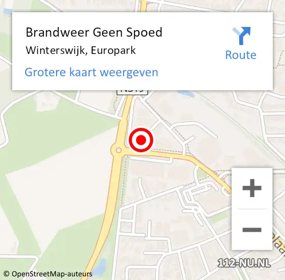 Locatie op kaart van de 112 melding: Brandweer Geen Spoed Naar Winterswijk, Europark op 16 oktober 2023 20:49