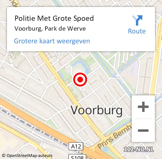 Locatie op kaart van de 112 melding: Politie Met Grote Spoed Naar Voorburg, Park de Werve op 16 oktober 2023 21:54