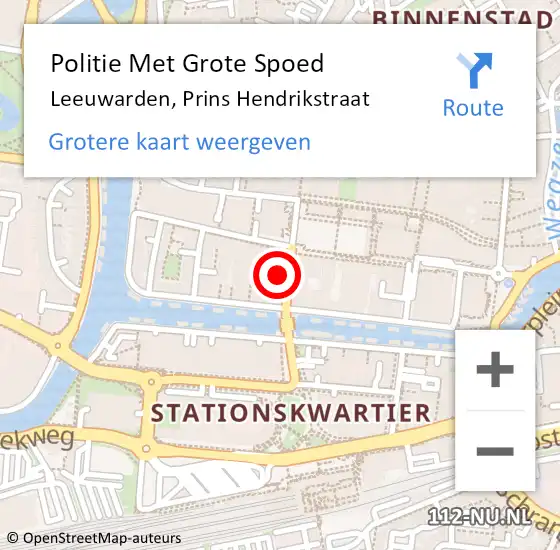 Locatie op kaart van de 112 melding: Politie Met Grote Spoed Naar Leeuwarden, Prins Hendrikstraat op 16 oktober 2023 21:58