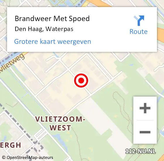 Locatie op kaart van de 112 melding: Brandweer Met Spoed Naar Den Haag, Waterpas op 16 oktober 2023 22:15