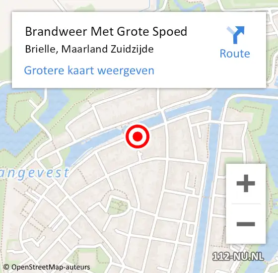 Locatie op kaart van de 112 melding: Brandweer Met Grote Spoed Naar Brielle, Maarland Zuidzijde op 16 oktober 2023 22:34