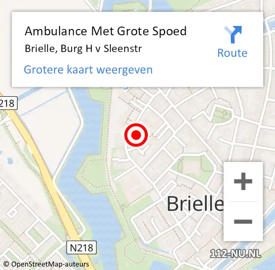 Locatie op kaart van de 112 melding: Ambulance Met Grote Spoed Naar Brielle, Burg H v Sleenstr op 16 oktober 2023 22:41