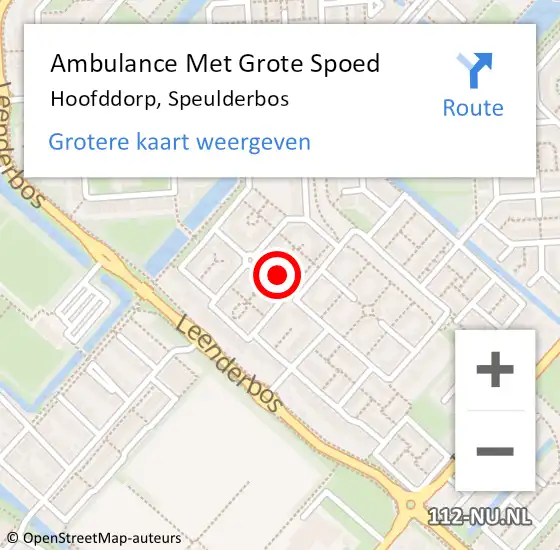 Locatie op kaart van de 112 melding: Ambulance Met Grote Spoed Naar Hoofddorp, Speulderbos op 16 oktober 2023 22:59